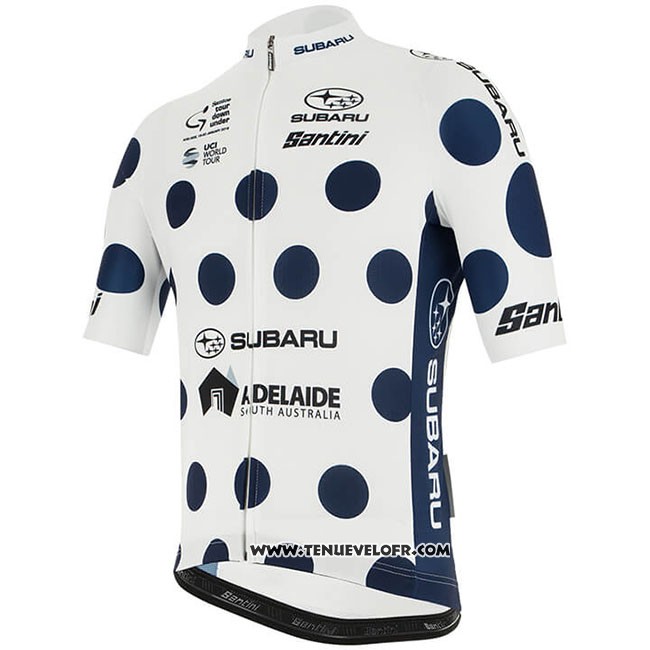 2019 Maillot Ciclismo Tour Down Under Bleu Blanc Manches Courtes et Cuissard